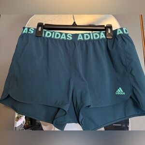 adidas Teal Navy Running Shorts with Mint Logo Waistband